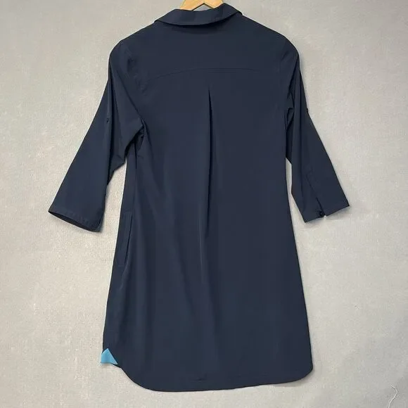 Title Nine Wren Utility Dress Women's M Blue Button Up Long Sleeve Shirt - Picture 5 of 8